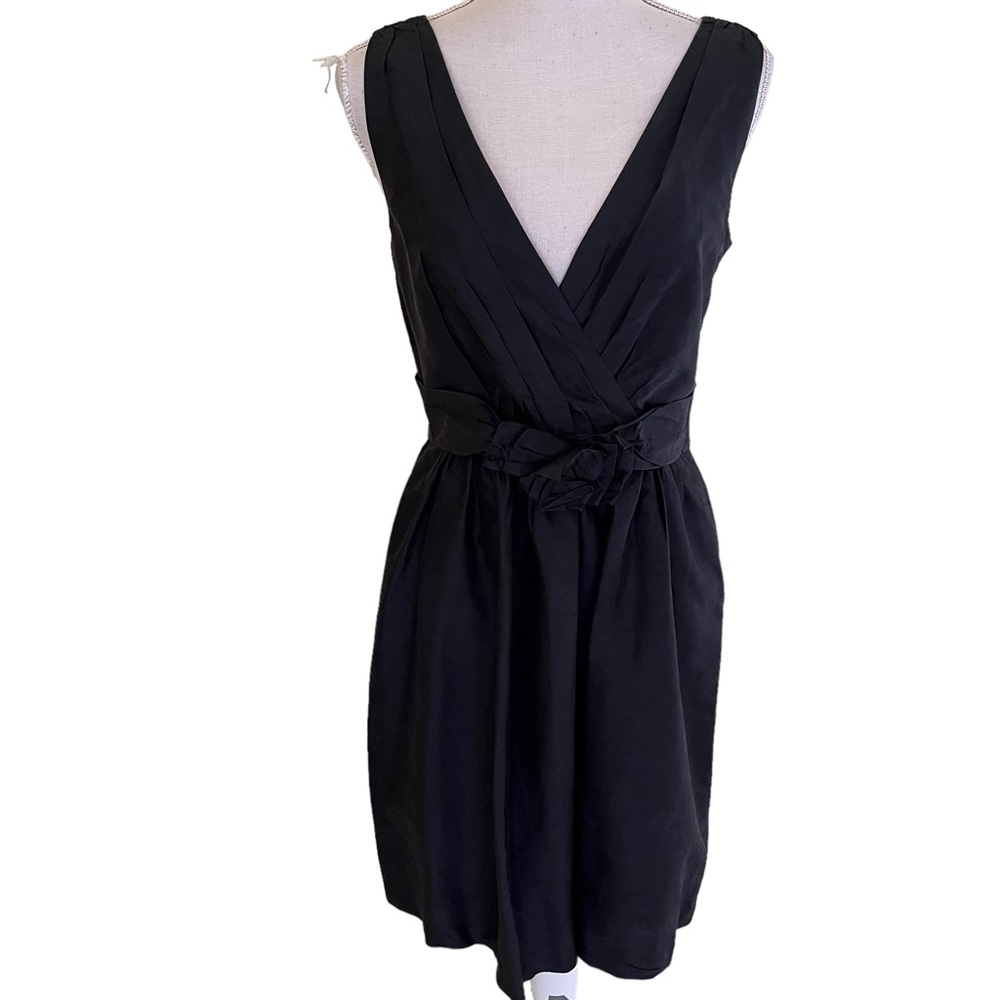 White House Black Market Black Silk Sleeveless Fit and Flare Cocktail Dress